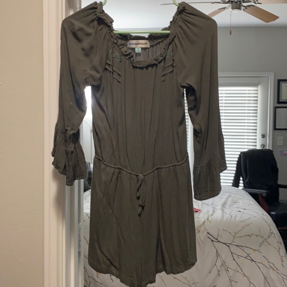 Olive green off the shoulder romper